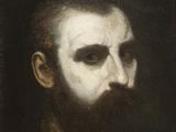 un tableau représentant un homme barbu au visage pâle