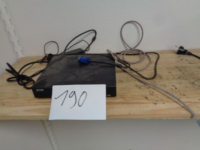 many wires and cords on a wooden shelf with a price tag