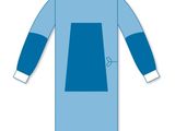 une image représentant une chemise bleue à manches longues avec un col blanc
