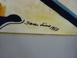 a picture of a painting of a guitar on a table