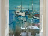 a picture of a painting of boats in the water
