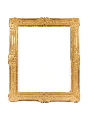 a gold picture frame on a white background with a white background
