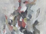 une peinture à l'huile représentant un groupe de personnes à cheval dans un champ