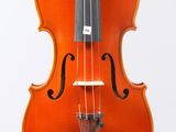 a close up of a violin with a bow on a white background