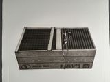 a black and white photo of a box with a solar panel on it