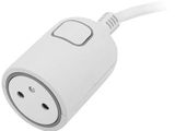 a close up of a white electrical outlet with a white cord