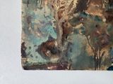 a painting on the wall of a room with a cat