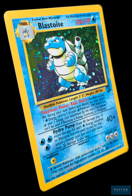 une carte Pokémon avec un motif bleu et jaune