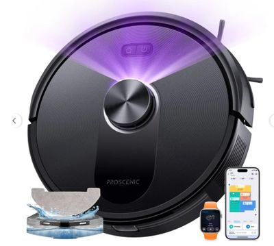 a close up of a robotic vacuum cleaner with a remote control