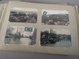 an old book with pictures of a river and a bridge