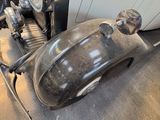 a motorcycle that is parked in a garage