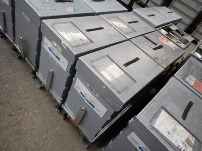 a lot of metal boxes stacked on top of each other