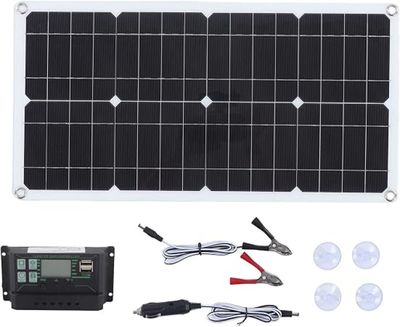 a close up of a solar panel with a charger and wires