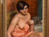 an image of a painting of a woman in a pink dress
