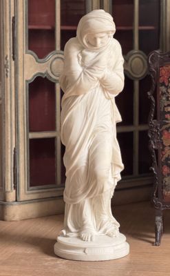 Pierre TRAVAUX (1822-1869). La frileuse, 1873 Marbre de Carr…