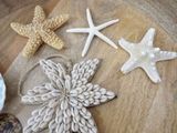 three starfishs and a starfish ornament on a table