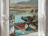 une image d'une peinture de bateaux sur l'eau