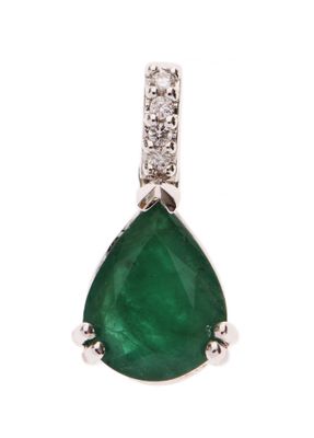 un pendentif en forme de poire, serti d'une émeraude et de diamants