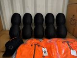 a box with a bunch of protective gear on top of it