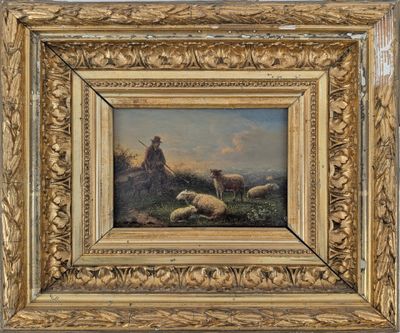 Berger et moutons - École du XIXe siècle - Photo 1