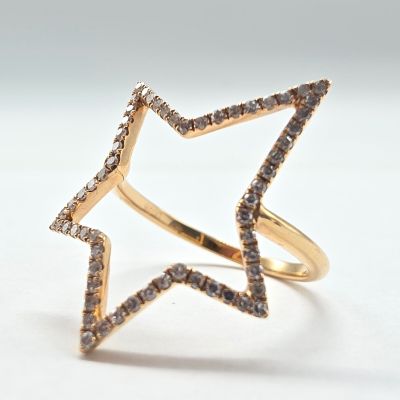 Bague OR Rose Formant Une Etoile Sertie DE Diamants - Poids …