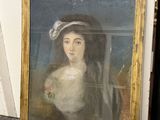 tableau représentant une femme vêtue d'une robe blanche et portant une coiffe blanche