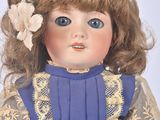 a doll that is wearing a blue dress and a flower in her hair