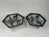paire d'appliques murales hexagonales en verre