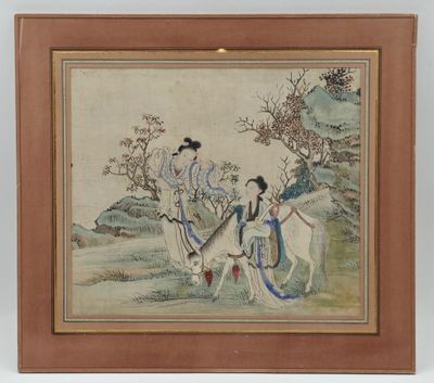 une image représentant un tableau où l'on voit une femme à cheval et un homme à cheval