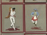 many different pictures of a man playing baseball on the field