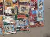 a lot of action figures that are on the floor