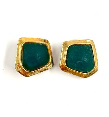 paire de boucles d'oreilles en or et turquoise