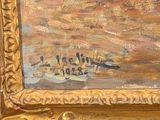 an image of a painting of a man in a boat on the water