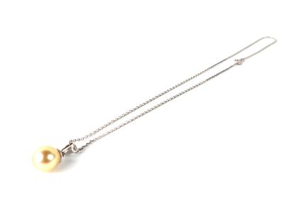 un gros plan d'un collier composé d'une perle montée sur une chaîne