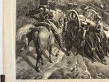 a drawing of a group of men riding horses