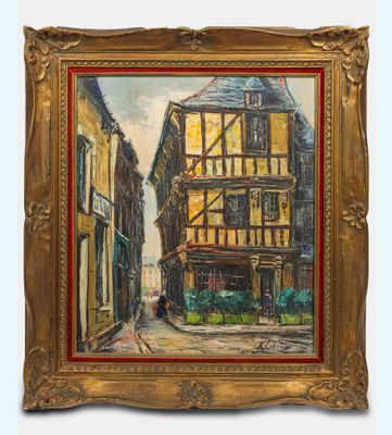 René LOROTTE (1920-1985) La maison à colombage Huile sur toi…