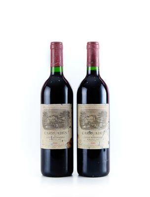 deux bouteilles de vin rouge posées l'une à côté de l'autre sur une surface blanche