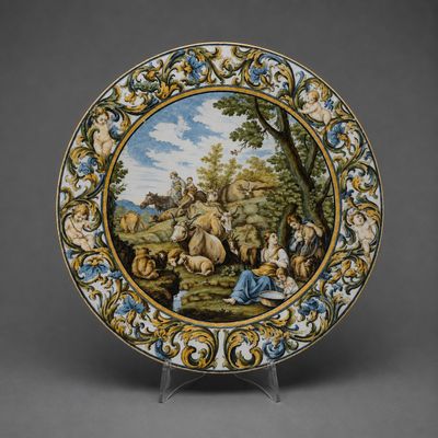 Assiette à compendium Castelli avec scène bucolique, Carlo A…