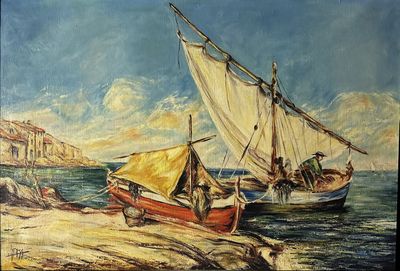deux bateaux amarrés sur la rive, au bord de l'eau