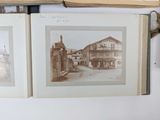 two old photos of a building on a book