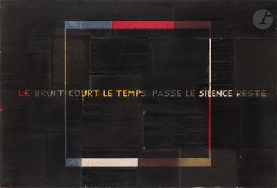 une image représentant un tableau représentant un carré noir orné d'une bande rouge