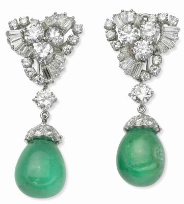37,6 CT. Boucles D'Oreilles Pendantes EN ÉMeraude DE Colombi…