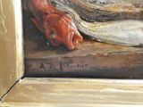 une photo d'un tableau représentant un poisson posé sur une table