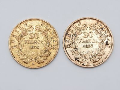 deux pièces d'or, dont l'une vaut 20 centimes et l'autre 20 centimes
