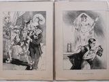 an old book with two illustrations of a man and a woman