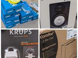 several different pictures of a box with a pair of shoes and a pair of sneakers