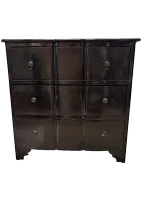 an image of a black chest of drawers on a white background