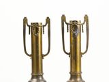 pair of antique brass vases with handles and handles