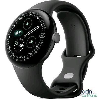 une image montrant un gros plan d'une montre connectée sur fond blanc