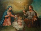 an image of a painting of a nativity scene with jesus and mary